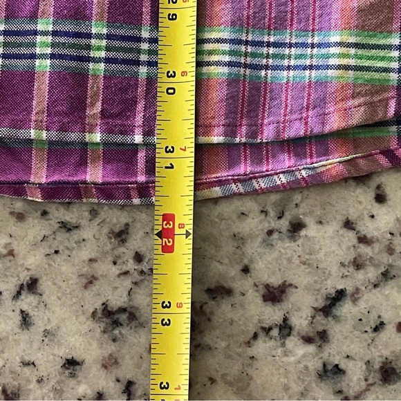 Ralph Lauren Pink Green Plaid Button Up XXL 2XL Flesh Pony Short Sleeve Cotton - Picture 7 of 7